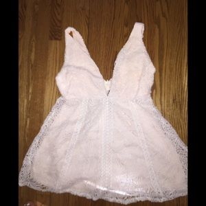 white lace low cut skater dress